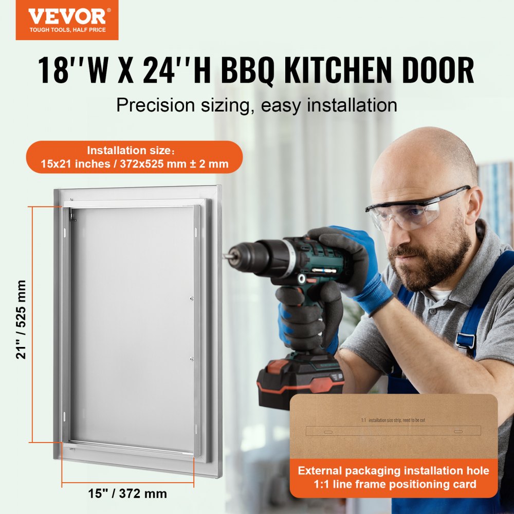 BH-003 - 18" x 24" Stainless Steel BBQ Access Door for Outdoor Kitchens