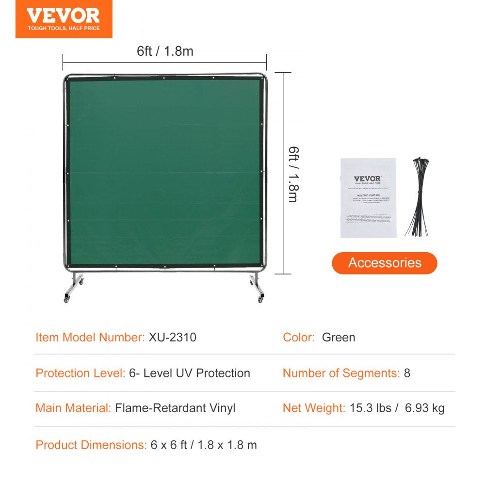 XU-2310 - 6' x 6' Green Welding Screen for Optimal Safety
