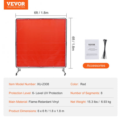 XU-2308 - 6' x 6' VEVOR Welding Screen for Safe Workspace Protection