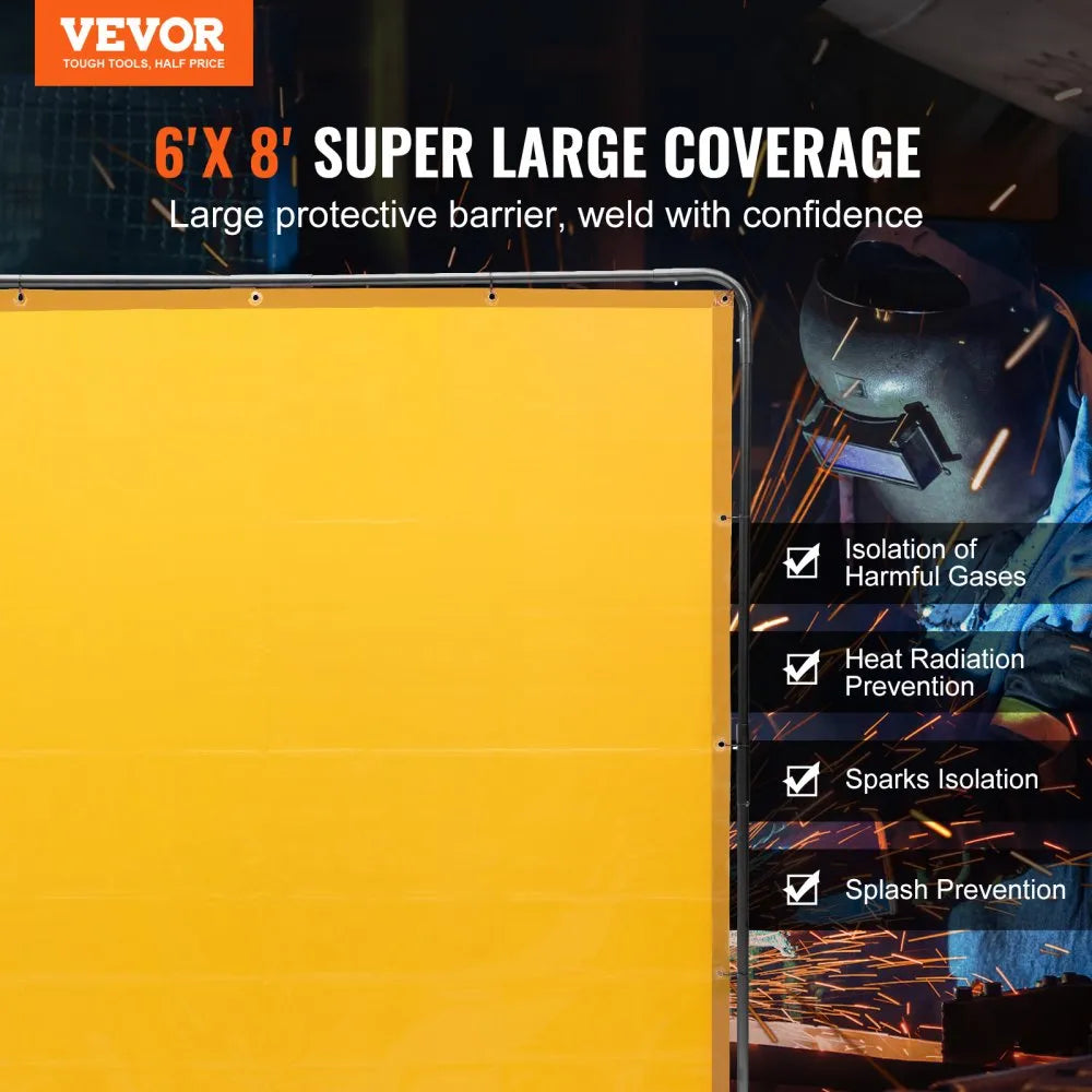 XU-2312 - 6' x 8' Yellow Welding Screen with Durable Frame