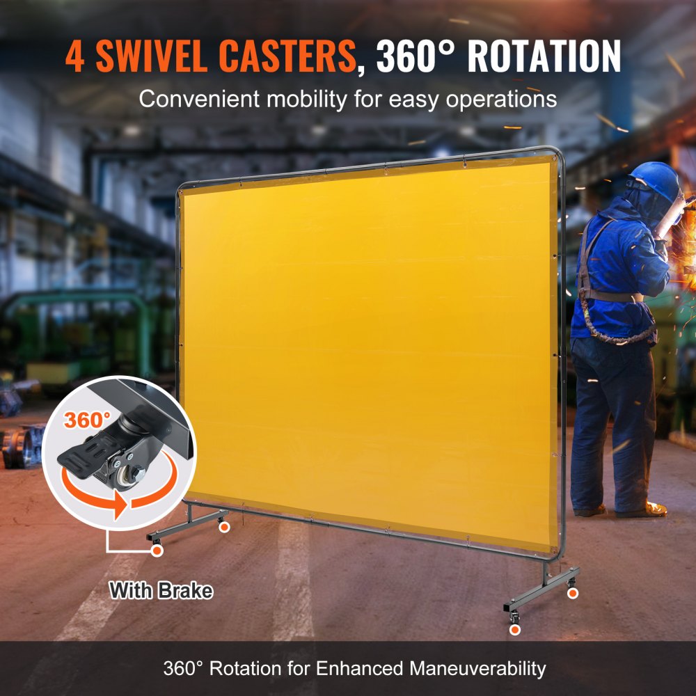 XU-2312 - 6' x 8' Yellow Welding Screen with Durable Frame