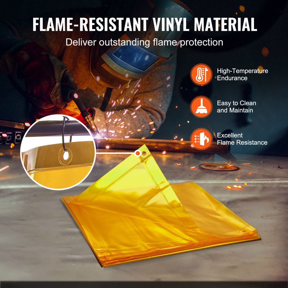 XU-2312 - 6' x 8' Yellow Welding Screen with Durable Frame