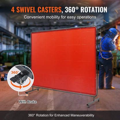 XU-2311 - 6' x 8' Flame-Resistant Welding Screen with Wheels