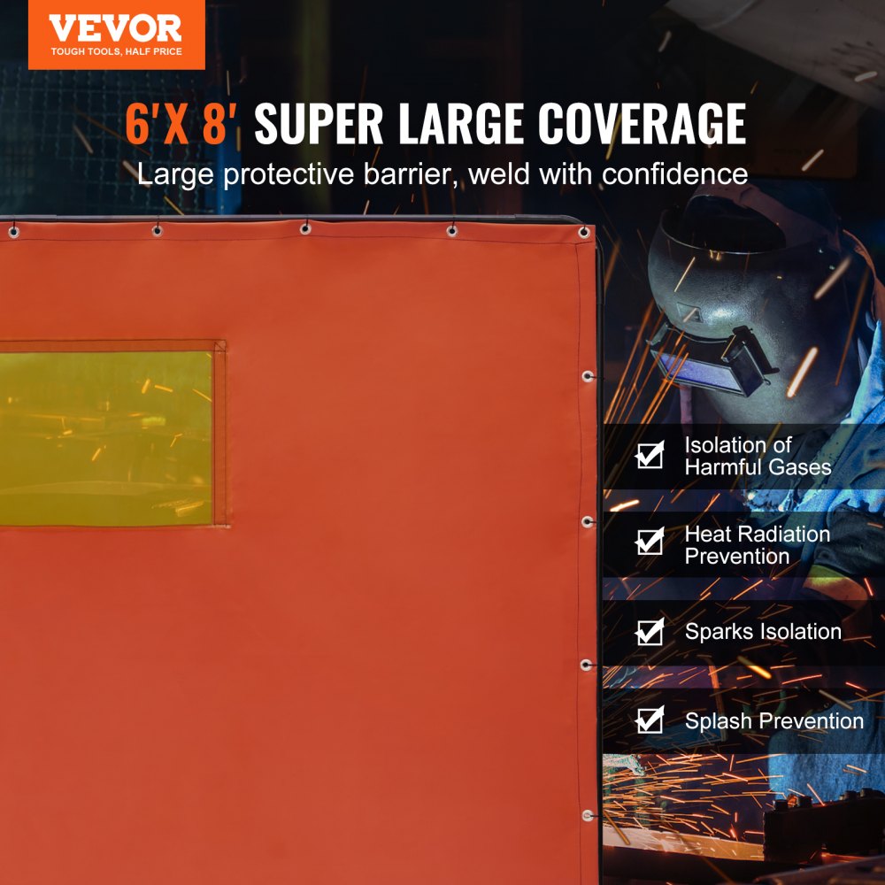 XU-2319 - 6' x 8' Flame-Resistant Welding Screen with Metal Frame