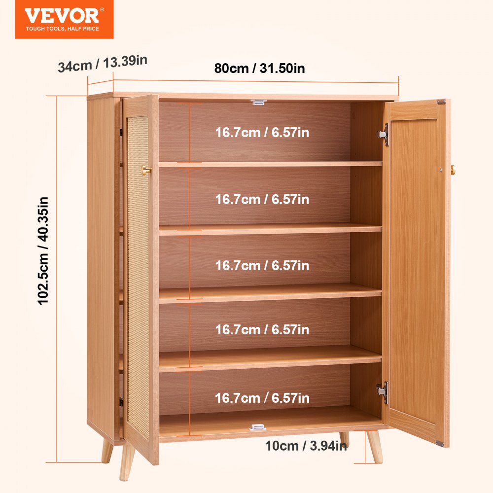 KLSC-01 - VEVOR 15mm Rattan Shoe Cabinet for Entryway Organization