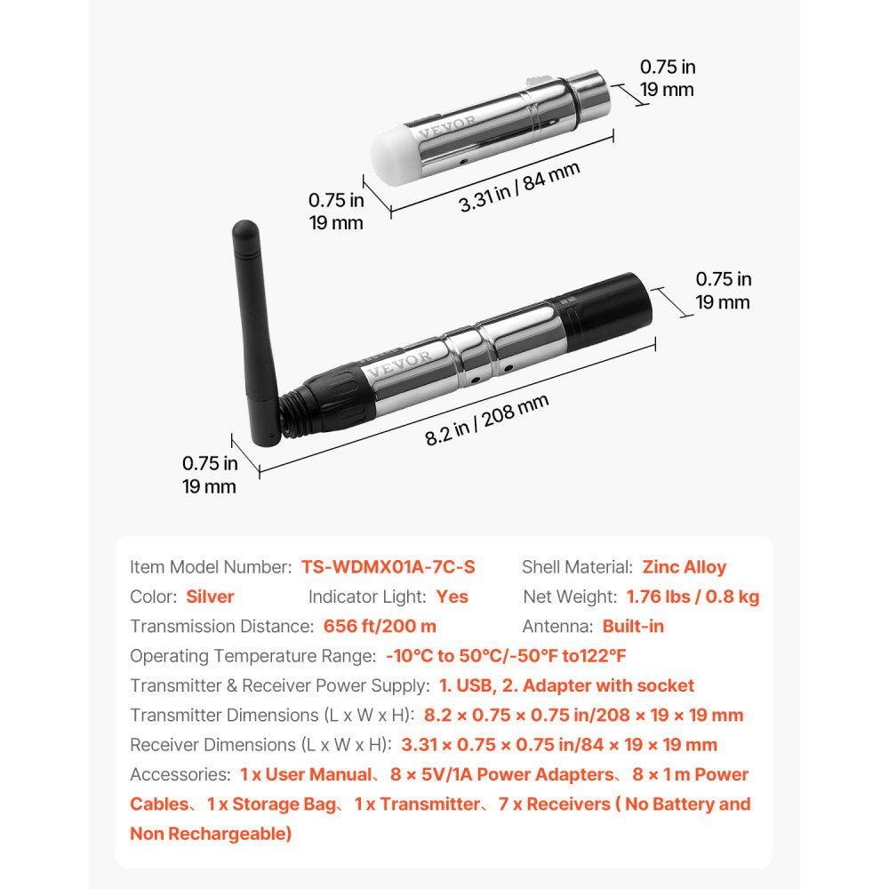 TS-WDMX01A-7C-S - 656ft Wireless DMX Controller for LED Stage Lighting