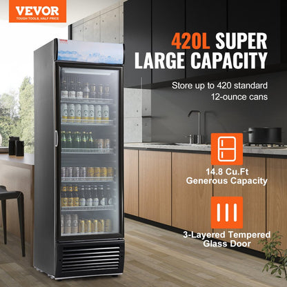 XLS-450WG - 14.8 Cu.Ft Glass-Door Fridge with 5 Shelves