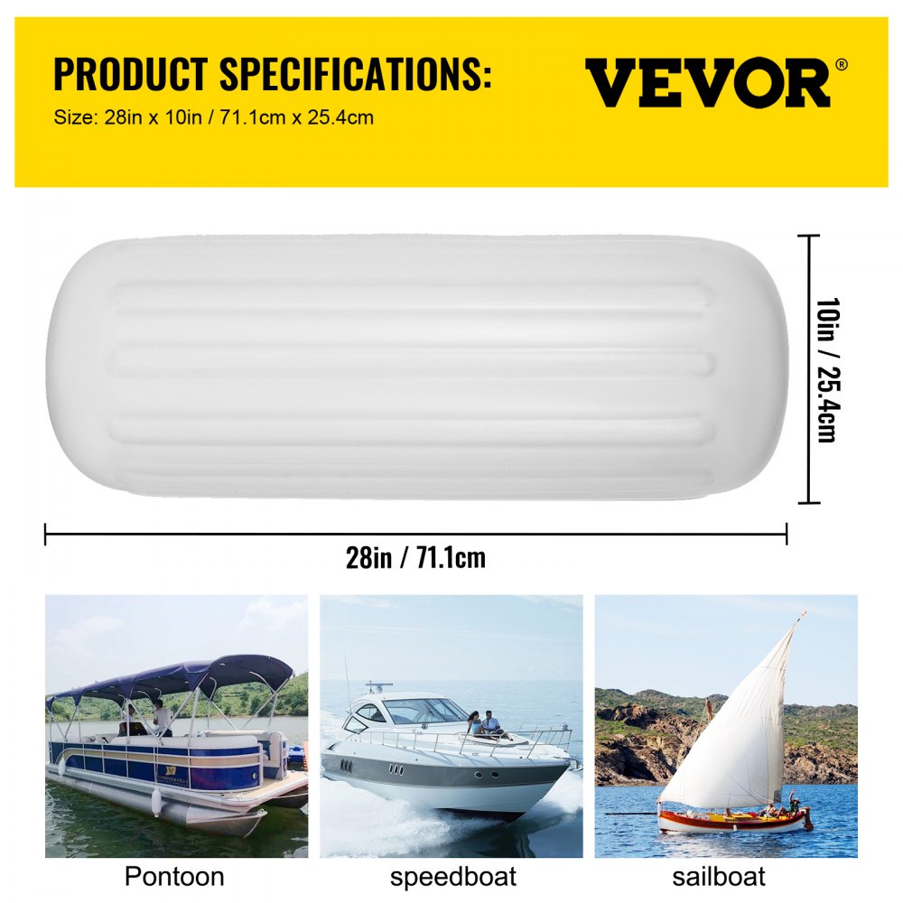 10" x 28" Boat Fender - Durable 4PCS Marine Bumpers for Vessel Protection