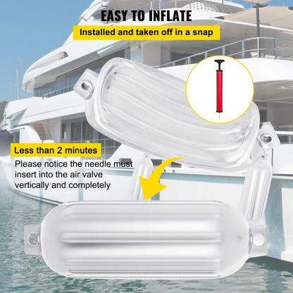 8.5" x 27" Boat Fender - 4PCS Durable Vinyl Inflatable Fenders for Optimal Protection