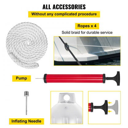 8.5" x 27" Boat Fender - 4PCS Durable Vinyl Inflatable Fenders for Optimal Protection