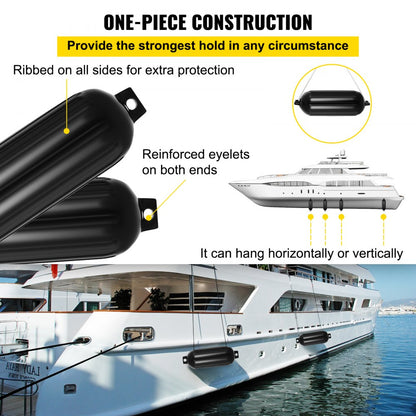 8.5" x 27" Boat Fender - Durable Vinyl Inflatable Dock Bumper