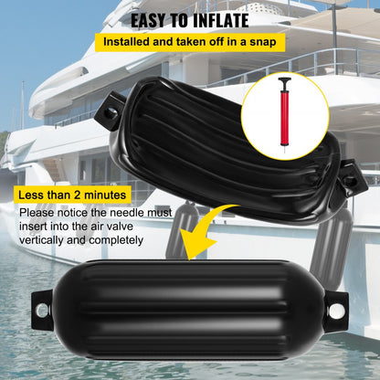 8.5" x 27" Boat Fender - Durable Vinyl Inflatable Dock Bumper