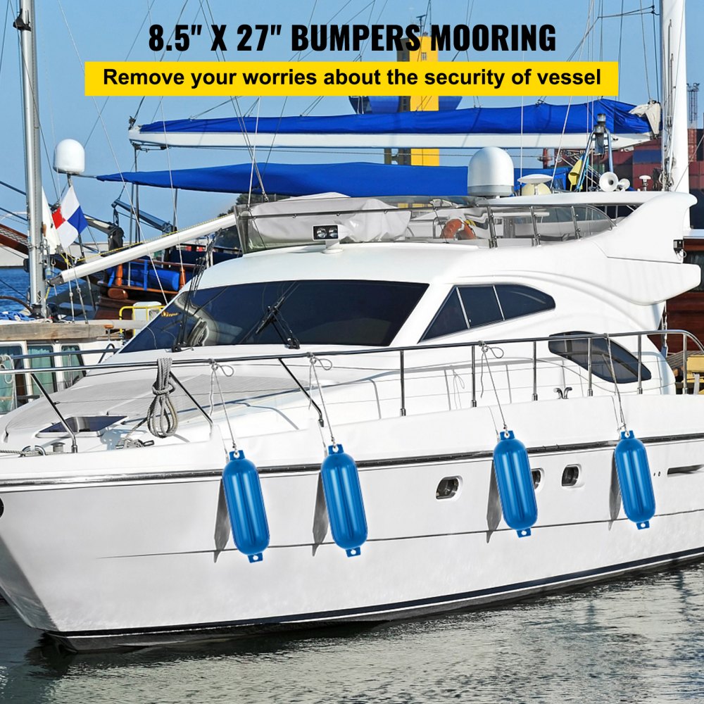 8.5" x 27" Boat Fender - Set of 4 with Pump for Optimal Protection