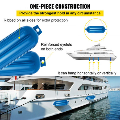 8.5" x 27" Boat Fender - Set of 4 with Pump for Optimal Protection