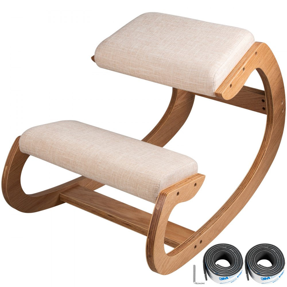 010438050579 - Natural Birch Ergonomic Kneeling Chair for Improved Posture