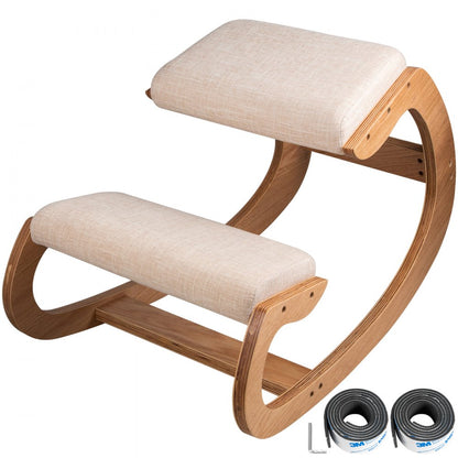 010438050579 - Natural Birch Ergonomic Kneeling Chair for Improved Posture