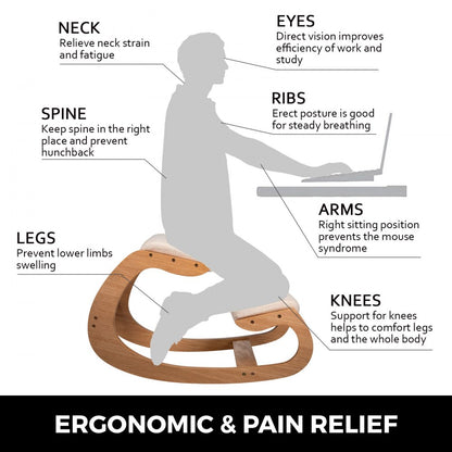 010438050579 - Natural Birch Ergonomic Kneeling Chair for Improved Posture