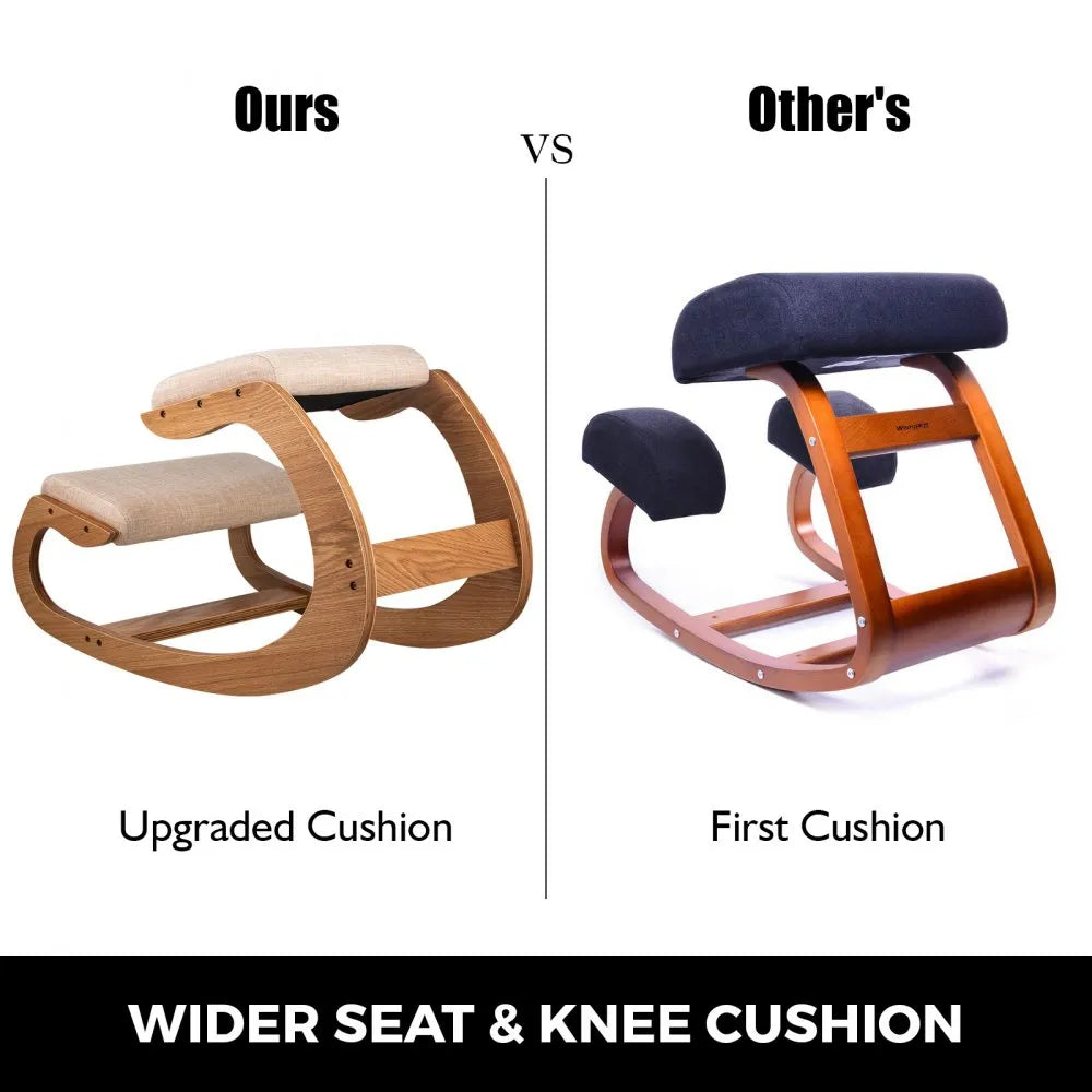 010438050579 - Natural Birch Ergonomic Kneeling Chair for Improved Posture