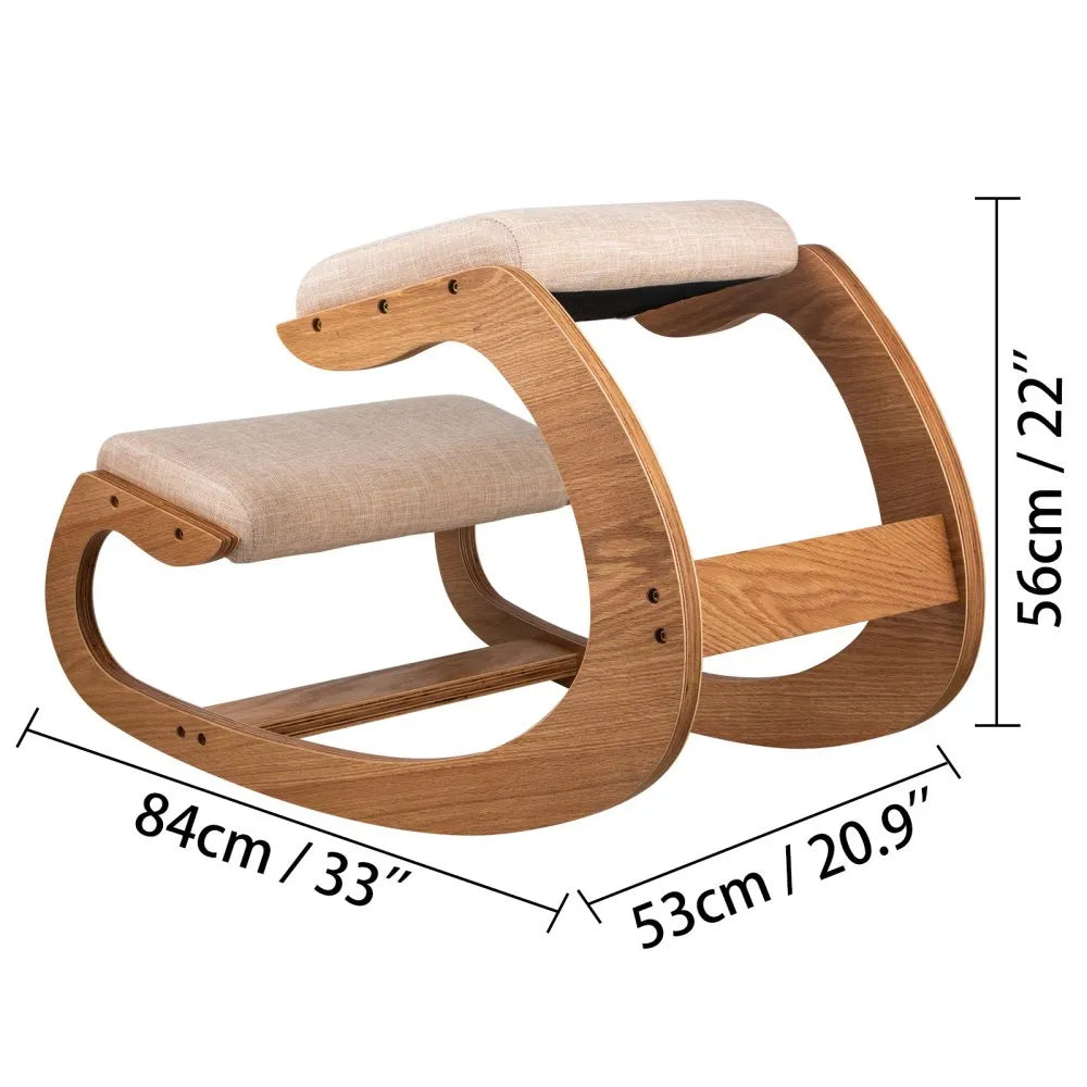 010438050579 - Natural Birch Ergonomic Kneeling Chair for Improved Posture