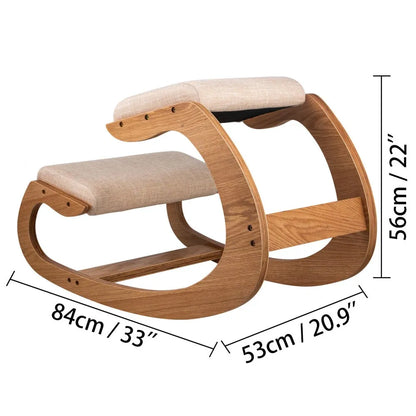 010438050579 - Natural Birch Ergonomic Kneeling Chair for Improved Posture
