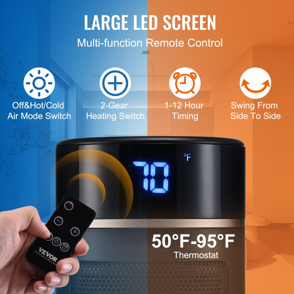 KPT-2000 5178SL - Compact Electric Heater for Small Rooms, 1000W/1500W