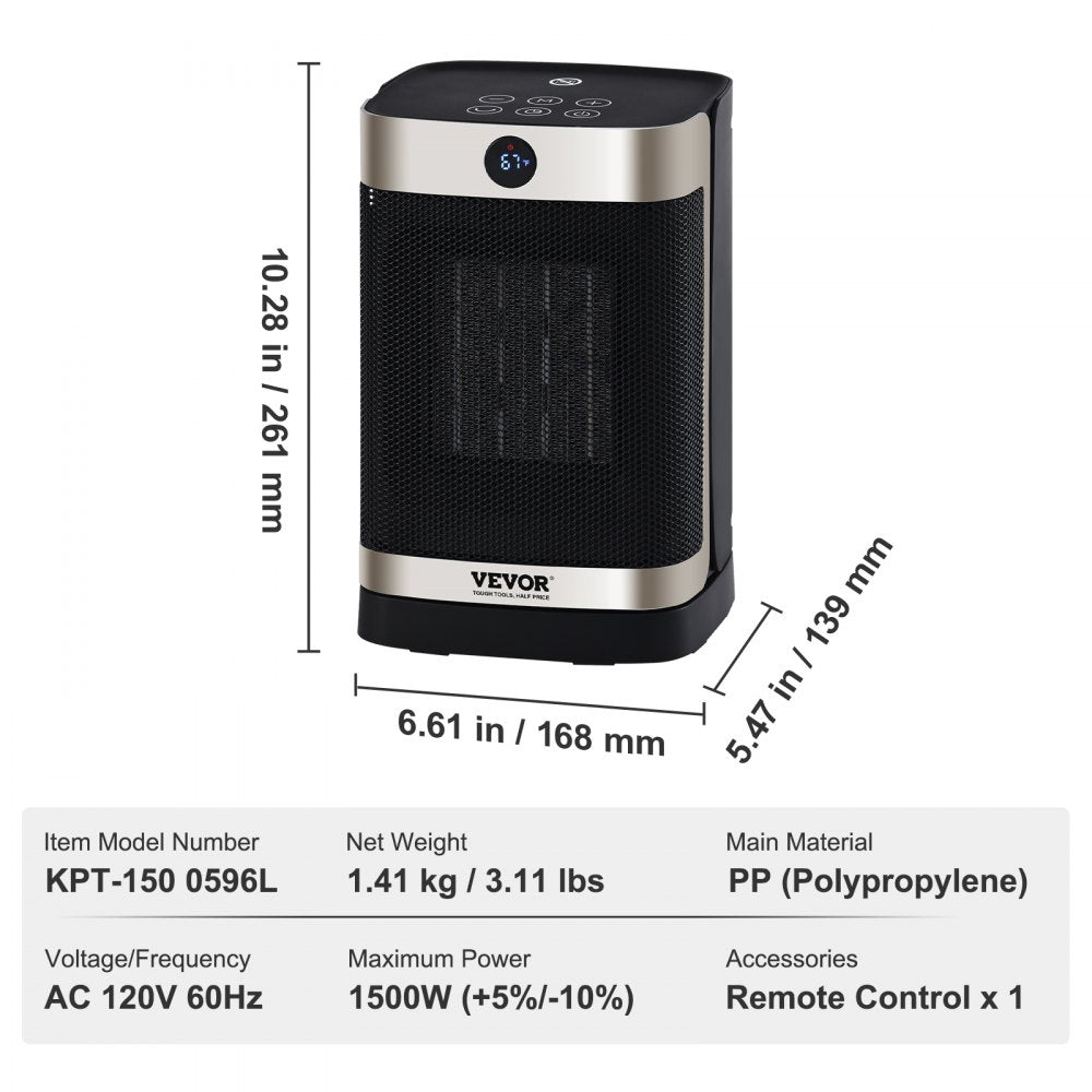 KPT-150 0596L - Smart Electric Heater with Thermostat & Remote Control