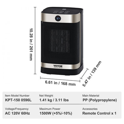 KPT-150 0596L - Smart Electric Heater with Thermostat & Remote Control