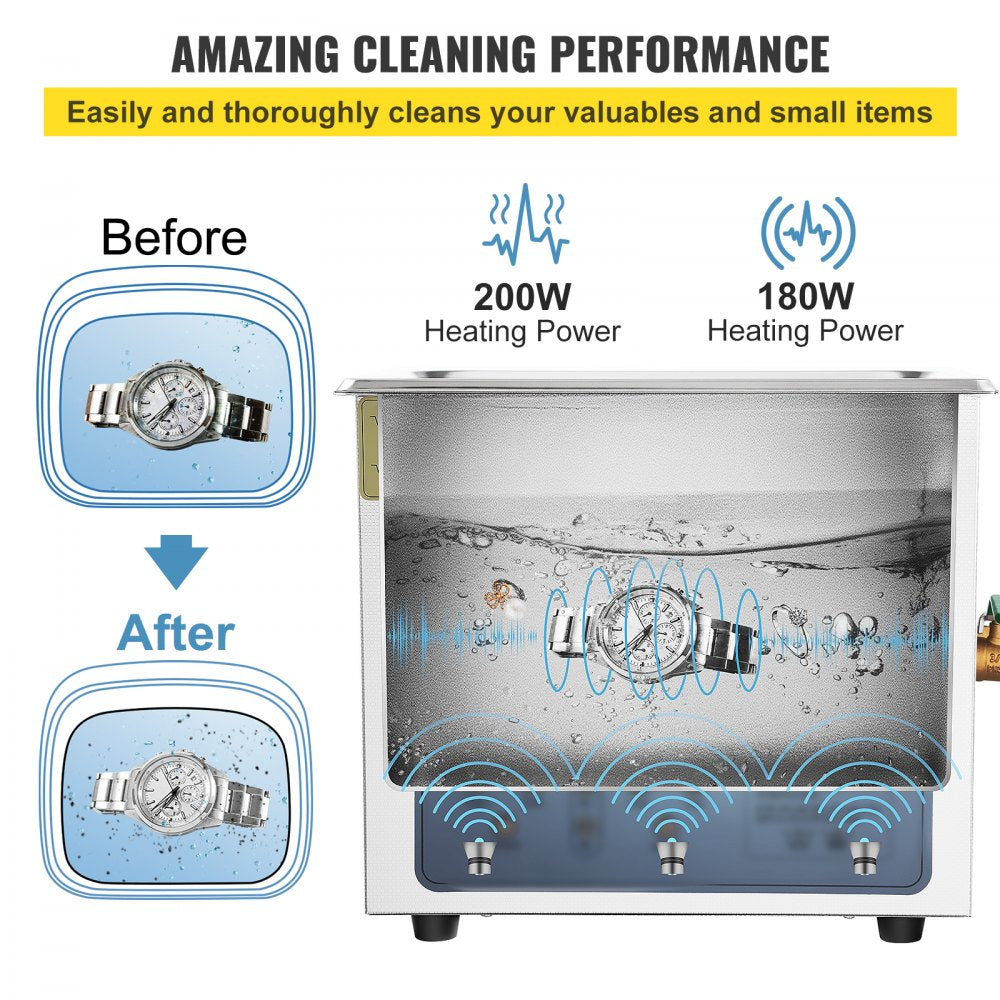 KW-QXJ-30A-2 - 6L Stainless Steel Ultrasonic Cleaner with Adjustable Frequency