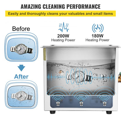 KW-QXJ-30A-2 - 6L Stainless Steel Ultrasonic Cleaner with Adjustable Frequency