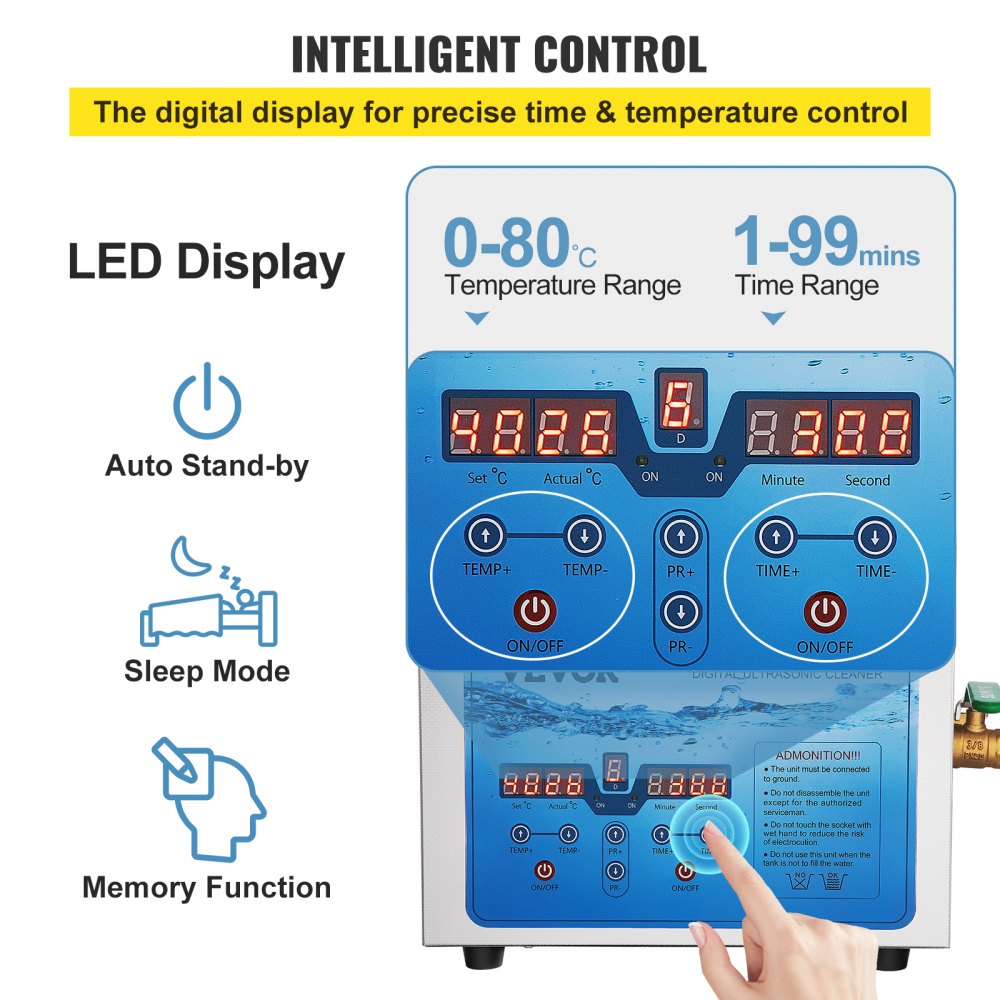 KW-QXJ-30A-2 - 6L Stainless Steel Ultrasonic Cleaner with Adjustable Frequency