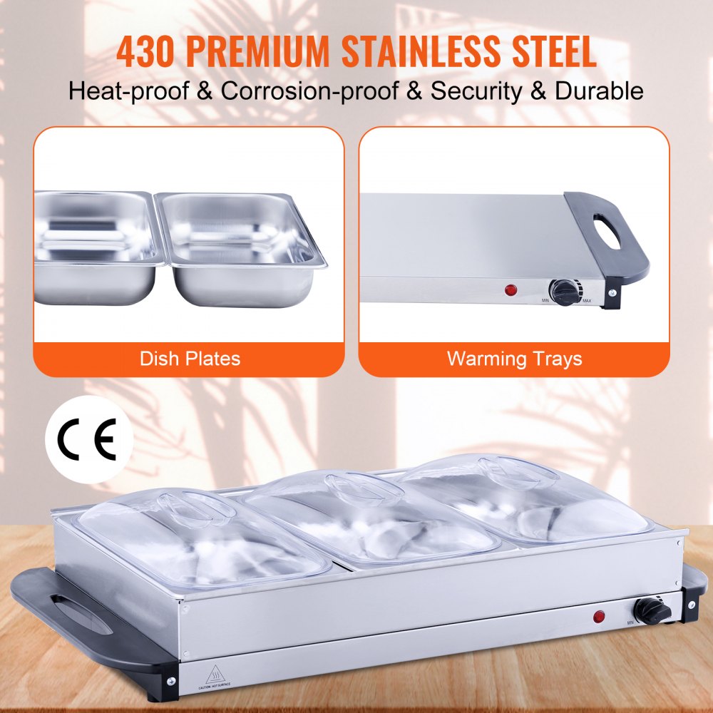 HD9003A - 3-Tray Stainless Steel Buffet Server with Adjustable Temperature Control