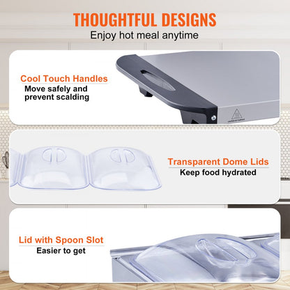 HD9003A - 3-Tray Stainless Steel Buffet Server with Adjustable Temperature Control