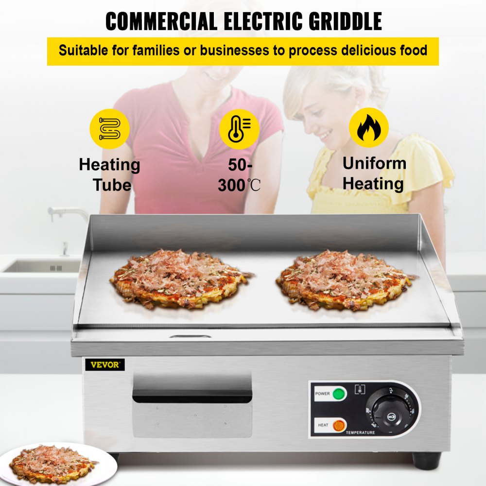 010179788823 - 14" Stainless Steel Electric Griddle for Home & Restaurant Use