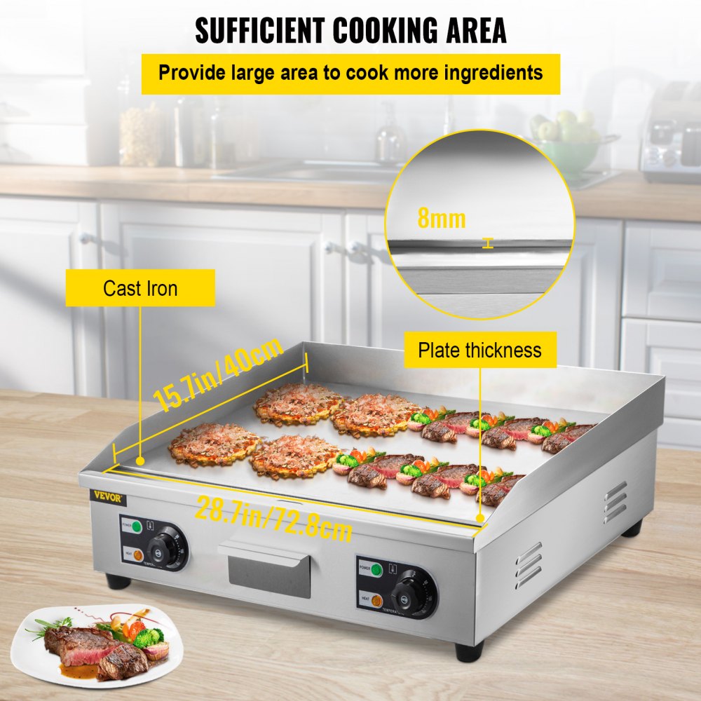 010202054091 - 29" Stainless Steel Electric Griddle with Temperature Control
