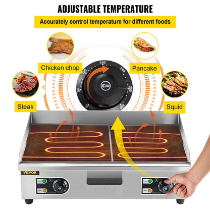 010202054091 - 29" Stainless Steel Electric Griddle with Temperature Control