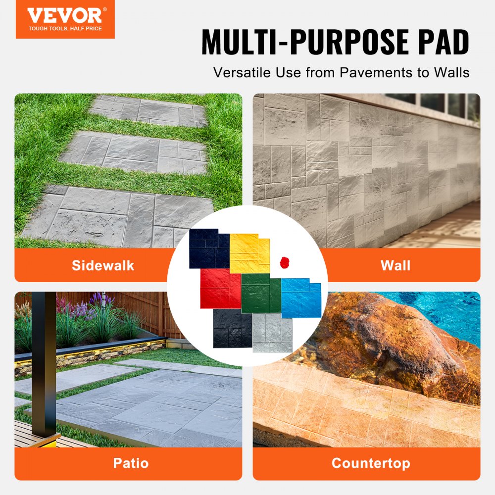 YX-09 - 7-Piece Durable Polyurethane Concrete Texture Mats for Versatile Surfaces