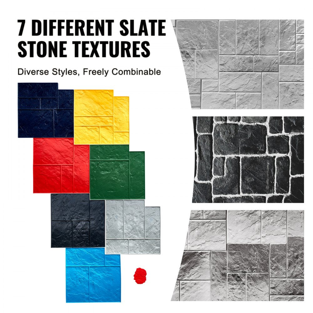 YX-09 - 7-Piece Durable Polyurethane Concrete Texture Mats for Versatile Surfaces