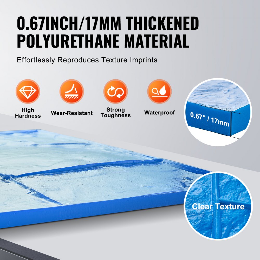 YX-09 - 7-Piece Durable Polyurethane Concrete Texture Mats for Versatile Surfaces