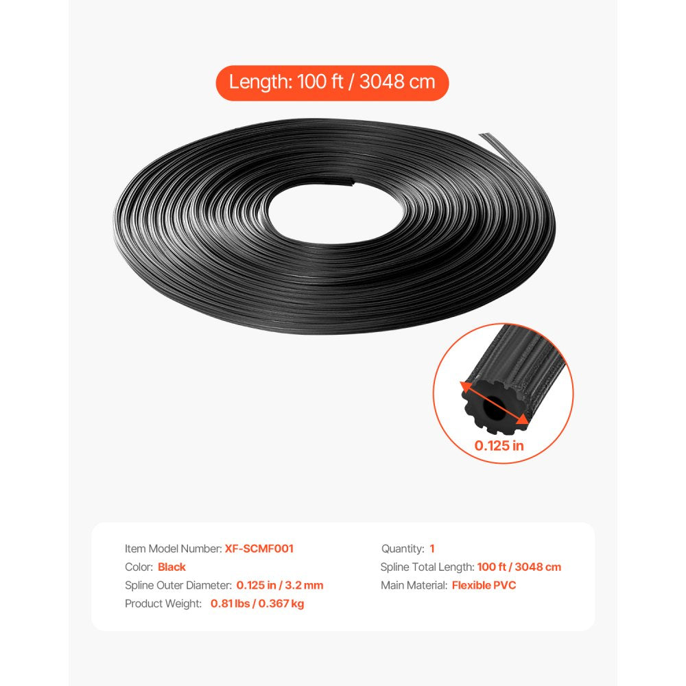 XF-SCMF001 - 100ft Flexible PVC Window Screen Spline, 0.125 in Diam