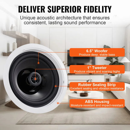 645-BT - 150W 6.5-Inch Bluetooth Ceiling Speakers for High-Fidelity Sound