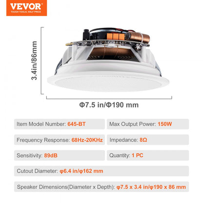 645-BT - 6.5'' Bluetooth In-Ceiling Speakers for Exceptional Sound Quality