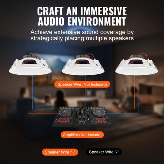 638 - 8-Inch In-Ceiling Speakers with 50W Power and Wide Frequency Response
