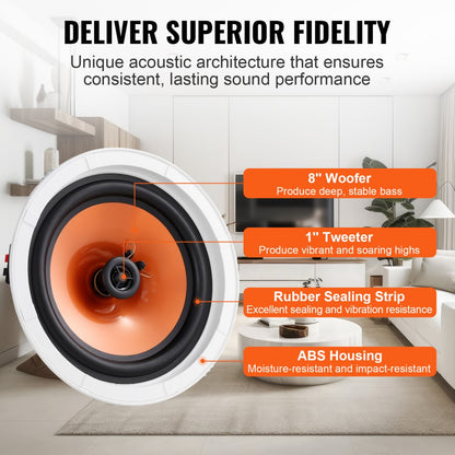 638 - 8-Inch Ceiling Speakers - 100W High-Def Audio Experience