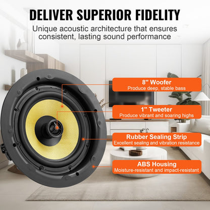 549 - 200W VEVOR 8-Inch Ceiling Speakers for Indoor/Outdoor Use