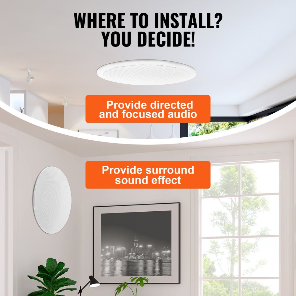 549 - 200W VEVOR 8-Inch Ceiling Speakers for Indoor/Outdoor Use