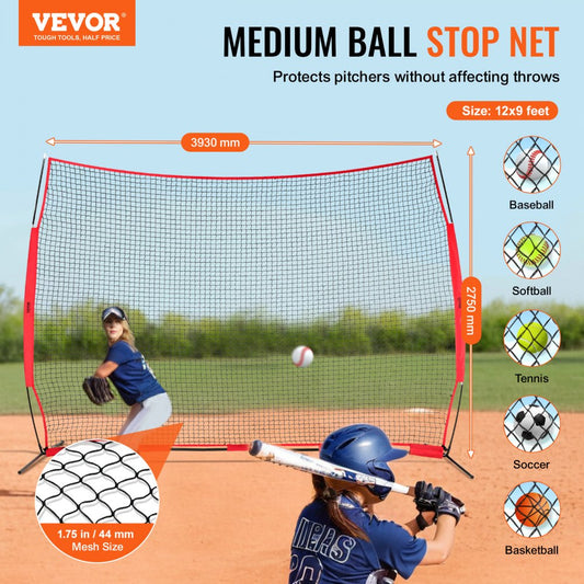 SSPDYBQ004 - 12x9 ft VEVOR Sports Backstop Net for Safe Practice