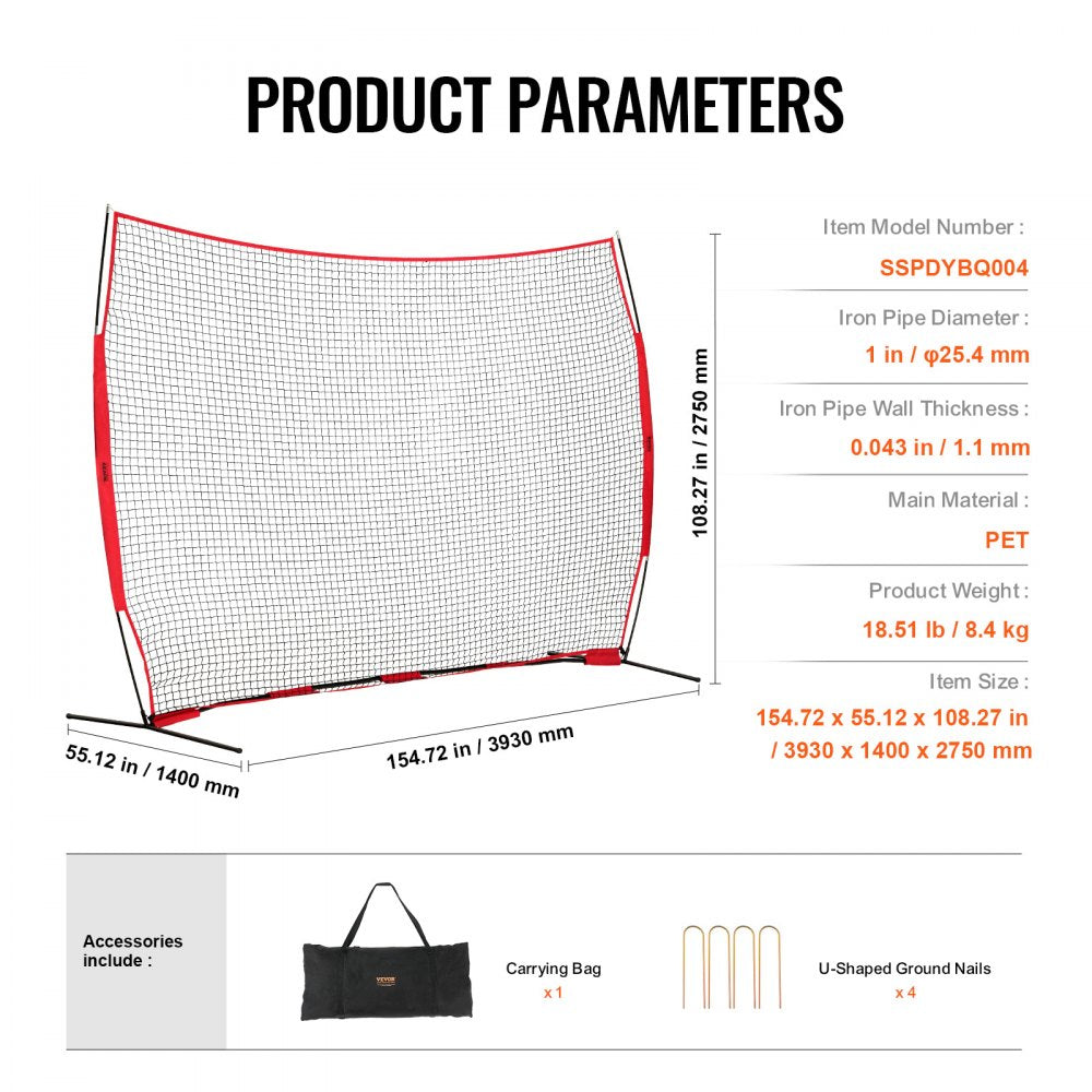 SSPDYBQ004 - 12x9 ft VEVOR Sports Backstop Net for Safe Practice