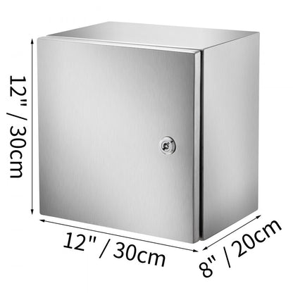 SP-B3 303020 - 12"x12"x8" NEMA 4 Enclosure, Waterproof Stainless Steel