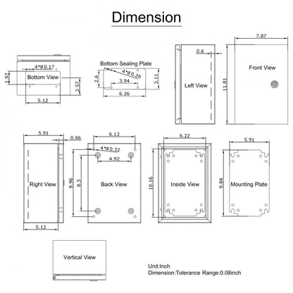 SP-B3 302015 - 12x8x6'' VEVOR Stainless Steel NEMA Enclosure for Secure Protection