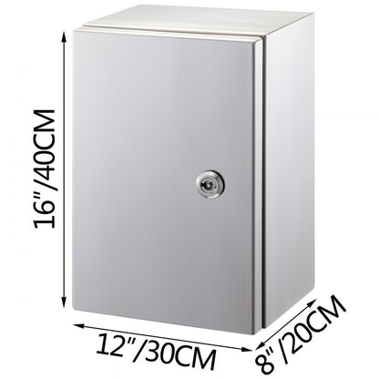 SP-B3 403020 - Durable 16"x12"x8" NEMA Stainless Steel Enclosure with Lock